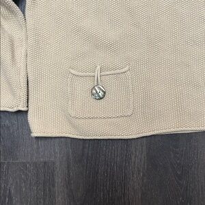 Beige Sweater with Pocket Accent Waffle Texture